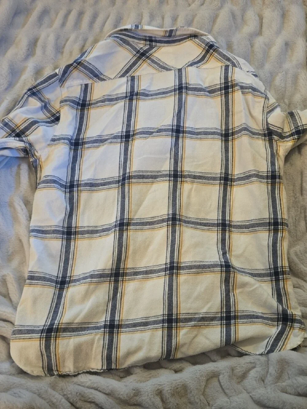 Levi's Cream and Navy Plaid Button-Down Shirt